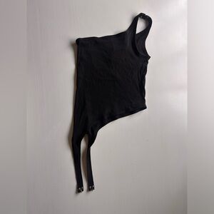 Dion Lee Shoulder Hook Tank in Black 100% cotton Jersey Rib Fabric